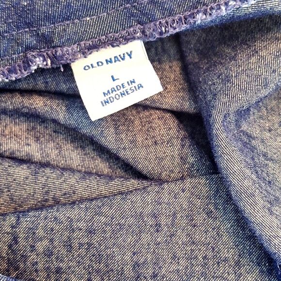 Waist Defined Utility Jumpsuit Old Navy Sleeveless Chambray V Neck Wide Leg L - Picture 4 of 16